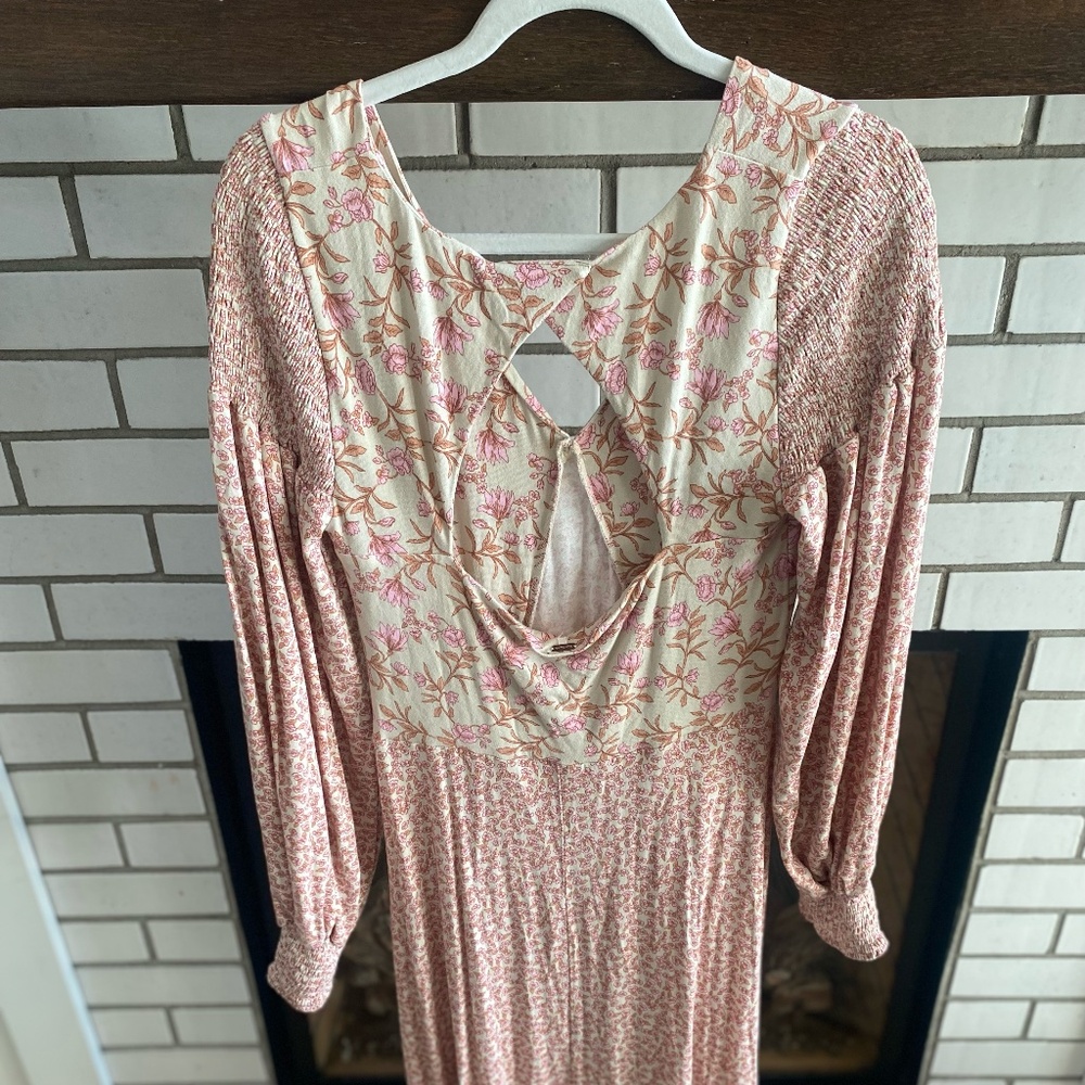 Free People Cream and Pink Floral Maxi Dress